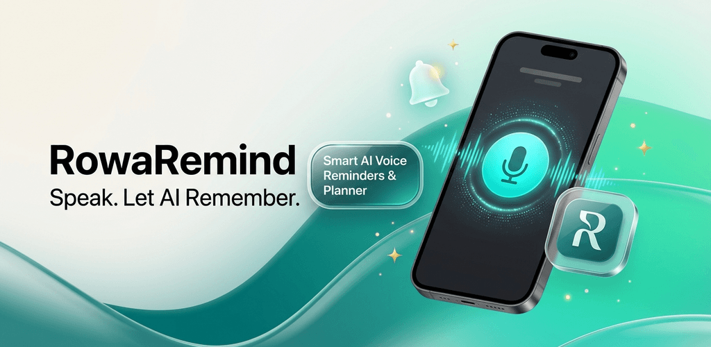 RowaMind AI Voice Reminder Google Play Feature Graphic